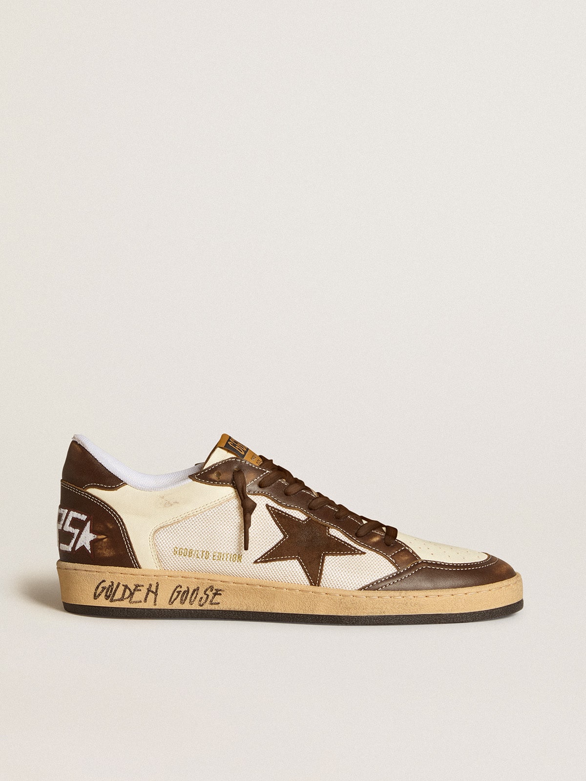 Men's Ball Star in nappa and mesh with suede star and brown leather inserts