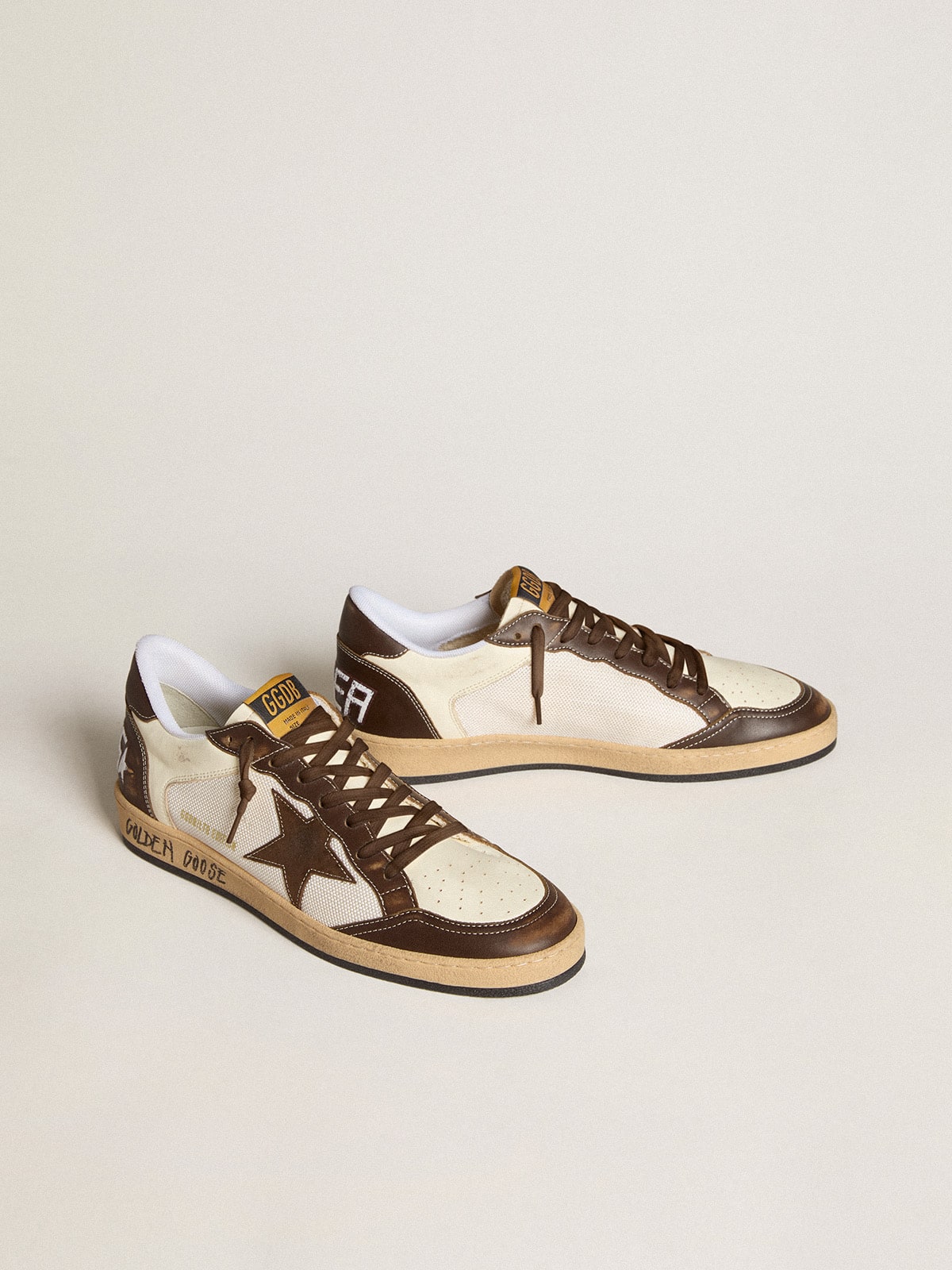 Men's Ball Star in nappa and mesh with suede star and brown leather inserts