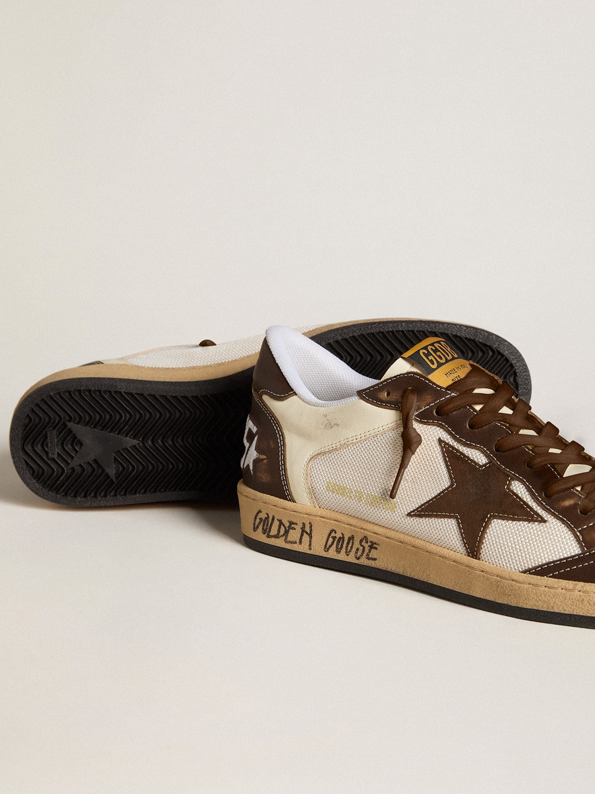 Men's Ball Star in nappa and mesh with suede star and brown leather inserts