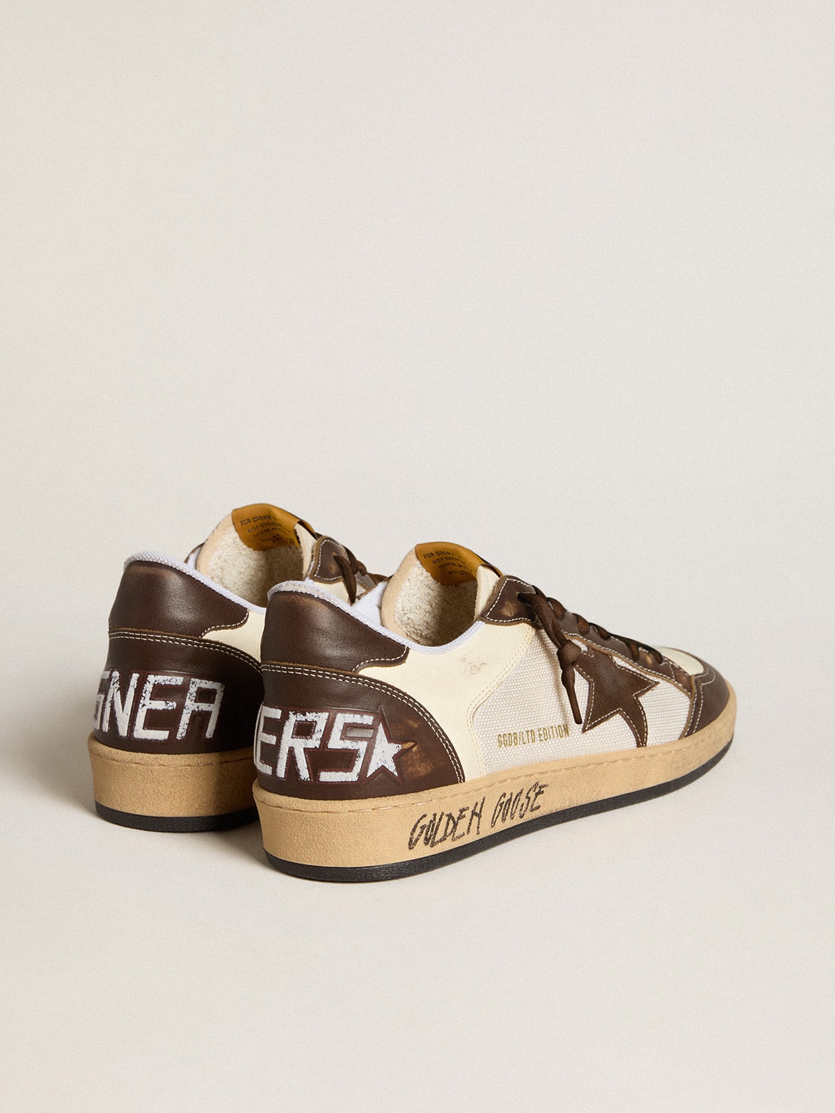 Men's Ball Star in nappa and mesh with suede star and brown leather inserts