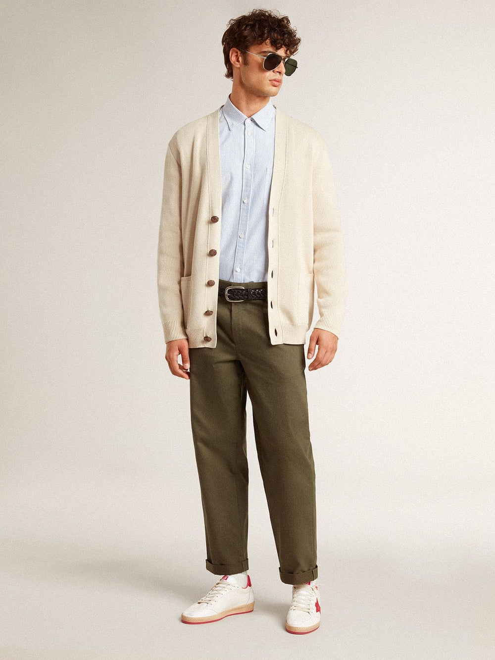 Men’s Ball Star Wishes in white leather with a red star and heel tab