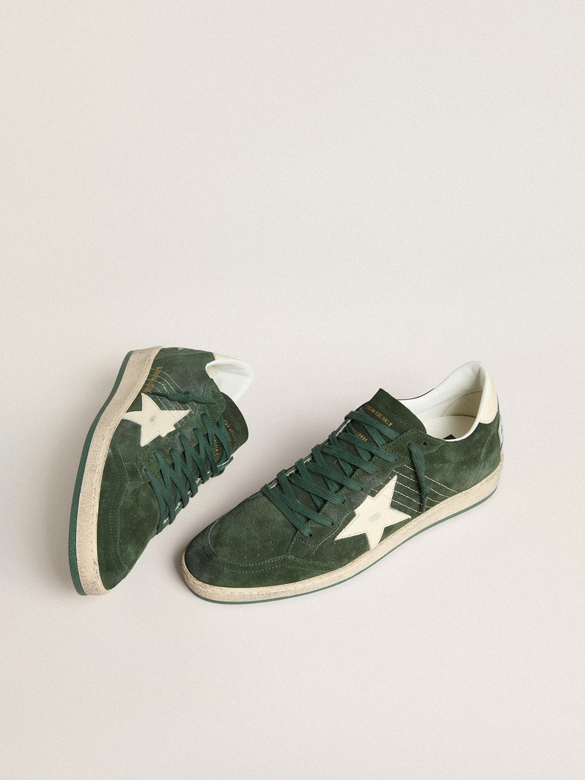 Men's Ball Star in green suede with white leather star and heel tab