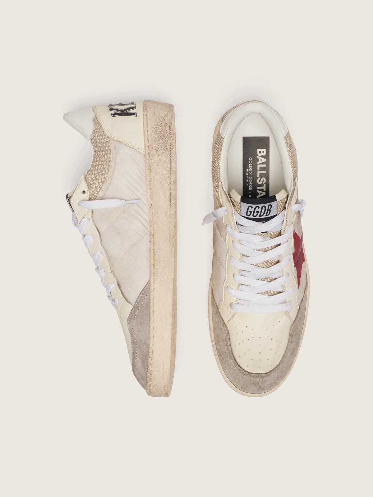 Ball Star in nylon and white mesh with red nylon star and white leather heel tab