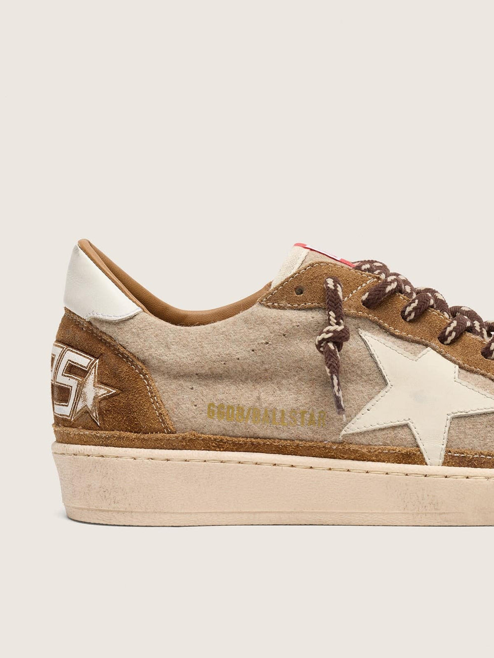 Men's Ball Star in wool with cream leather star and brown waxed leather inserts