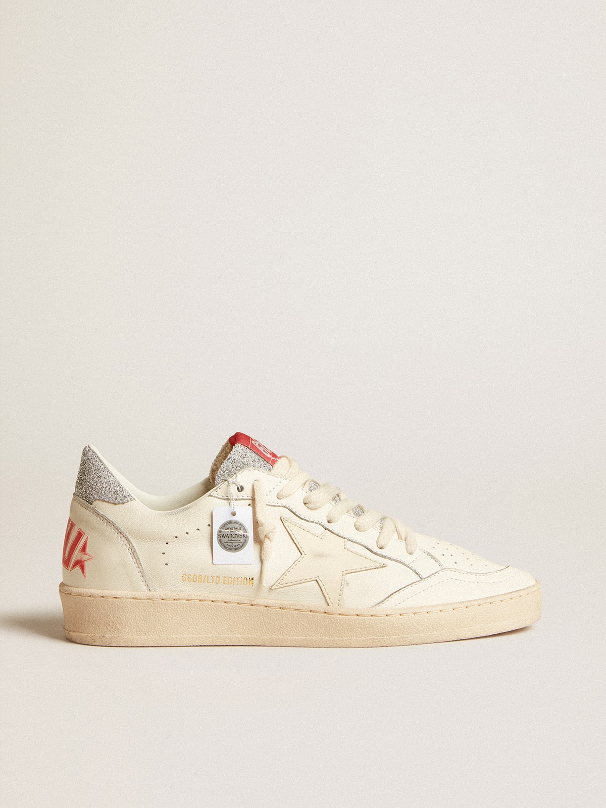 Men’s Ball Star in nappa with white star and Swarovski crystal heel tab