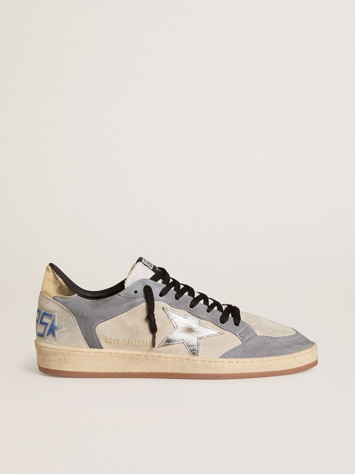 Men's Ball Star in suede and nubuck with silver metallic leather star and gold metallic leather heel tab