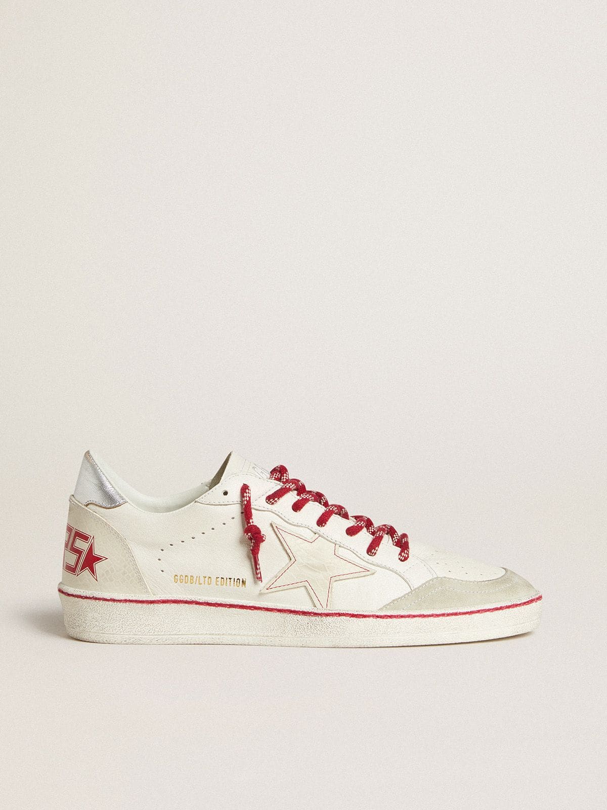 Men’s Ball Star LTD CNY in white leather with a lived-in effect