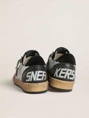 Men's Ball Star LTD in silver laminated leather with red suede star and black inserts
