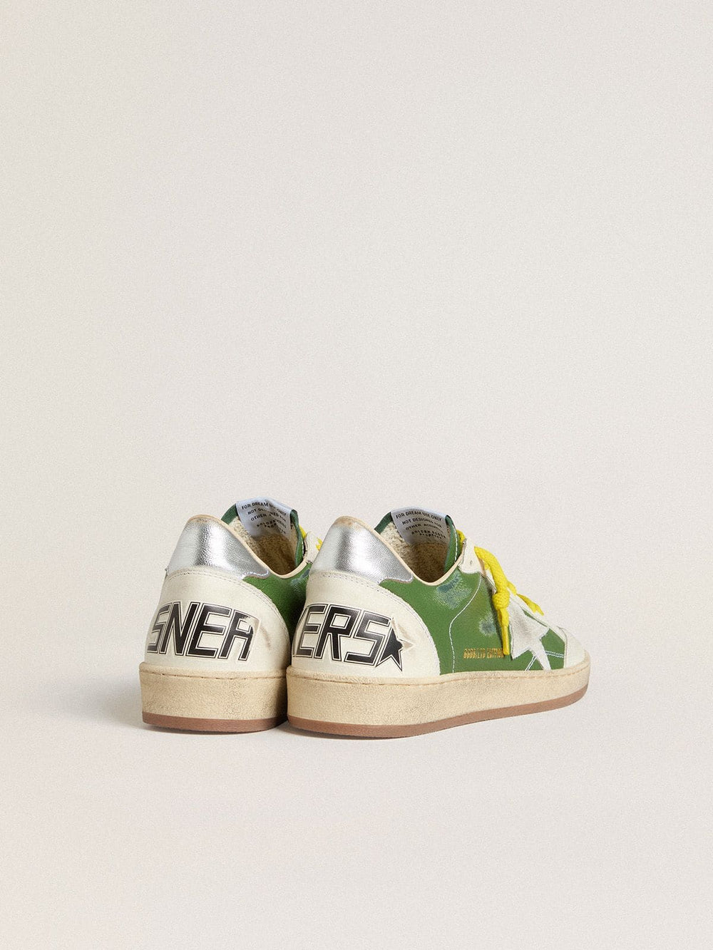 Ball Star LTD in green nappa leather with white suede star and metallic silver leather heel tab