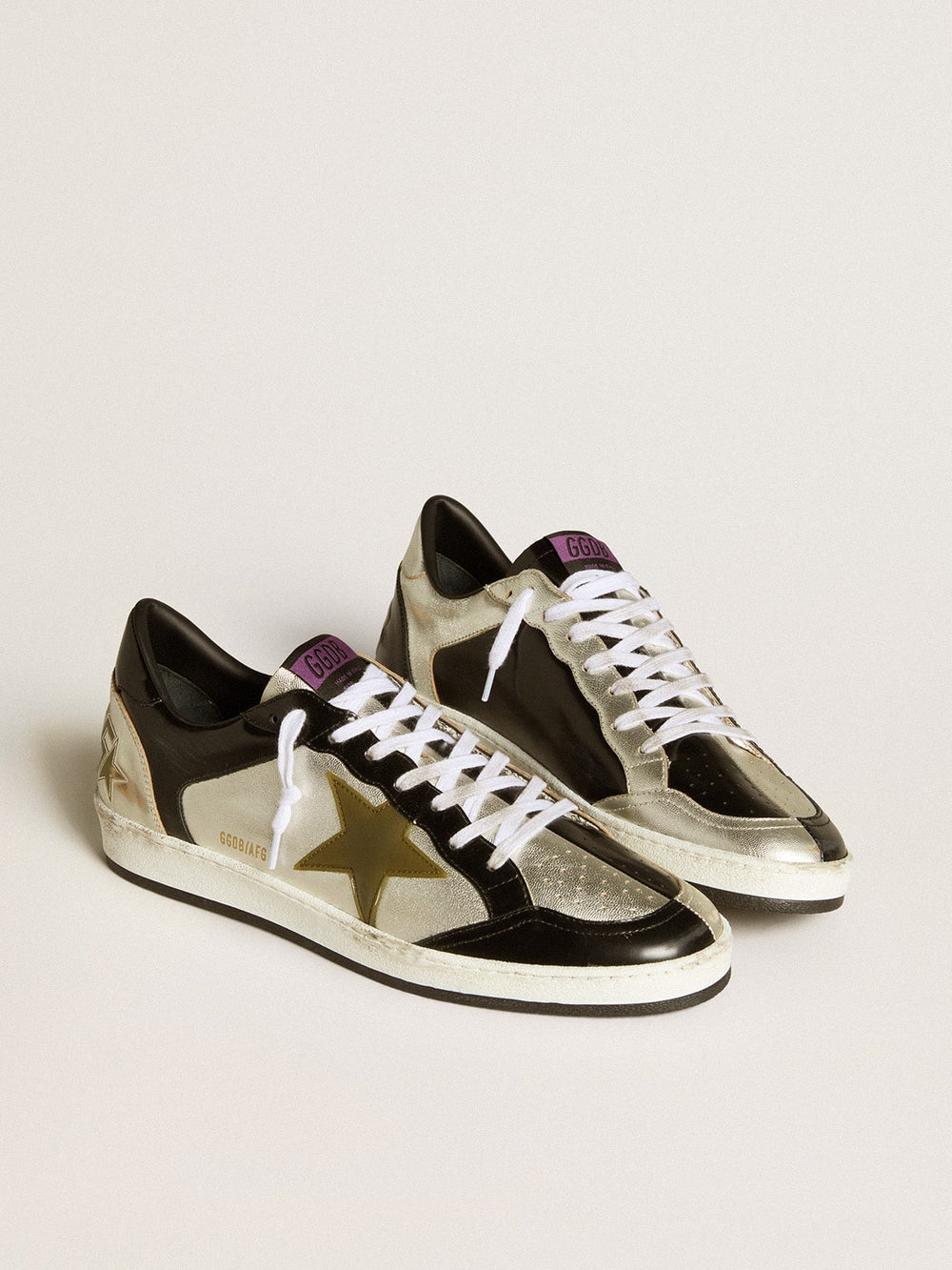 Men's Ball Star LAB in silver leather with brown leather star and black heel tab