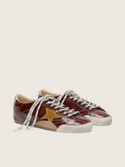 Men's True-Star in burgundy naplak with suede star and silver nappa heel tab