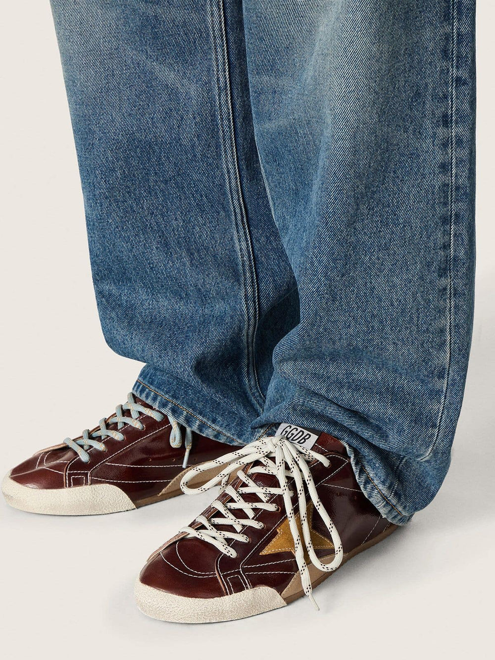 Men's True-Star in burgundy naplak with suede star and silver nappa heel tab