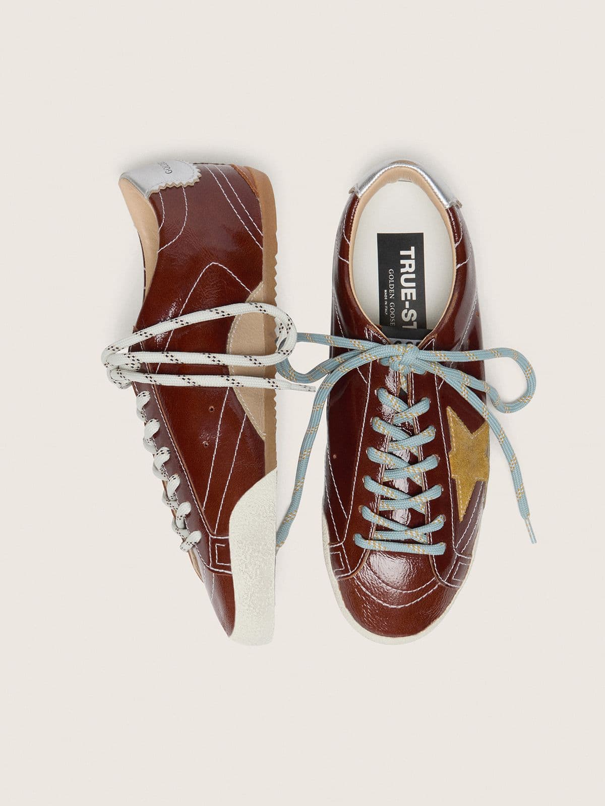 Men's True-Star in burgundy naplak with suede star and silver nappa heel tab