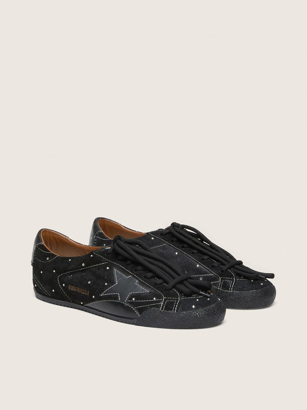 Men's True-Star in black suede with Swarovski crystals and black leather star