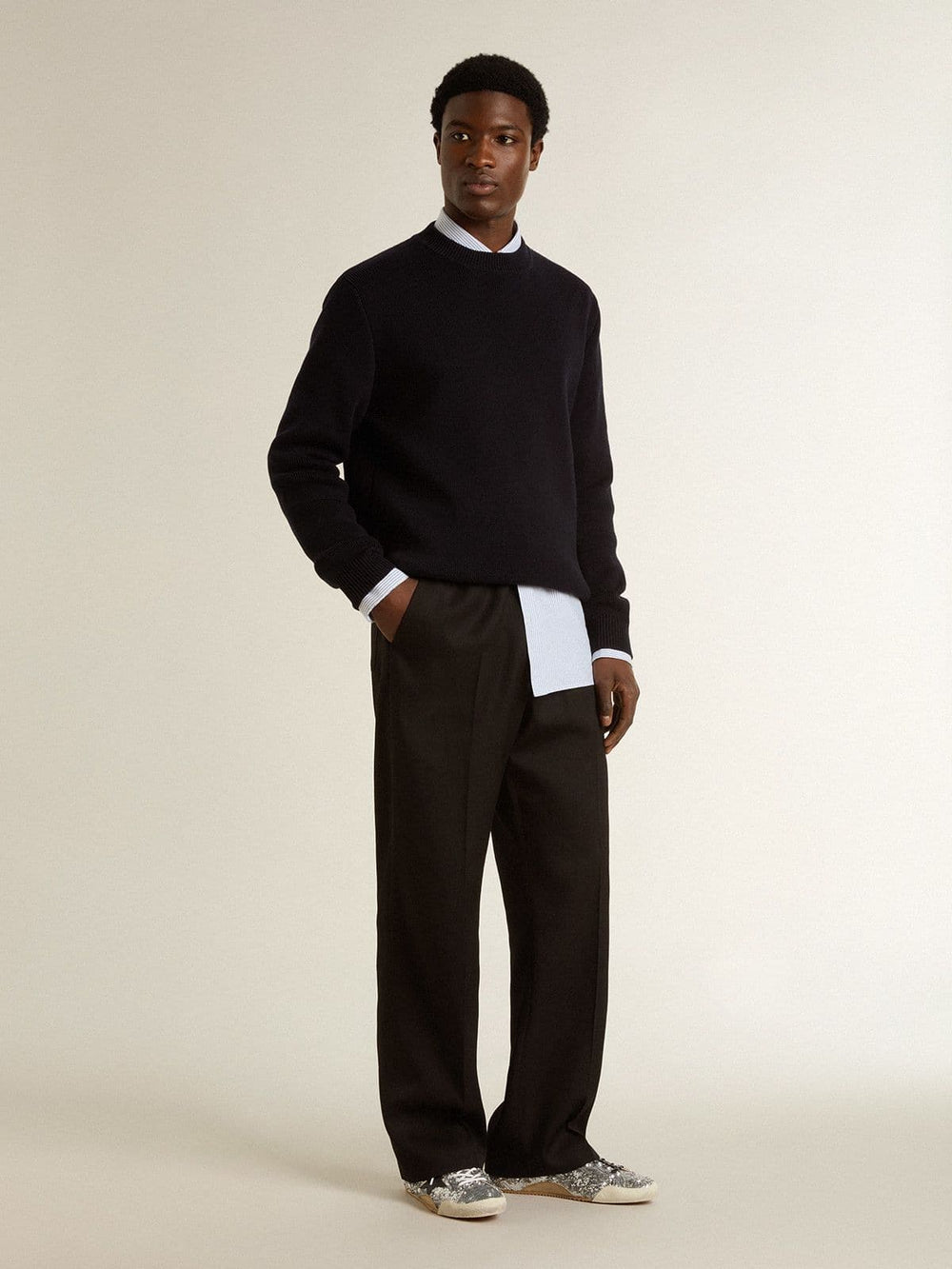 Men's True-Star in silver sequins with black star and silver leather heel tab