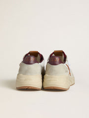 Men's Running Sole in nylon and suede with brown leather star and burgundy leather heel tab