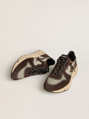 Men's Running Sole in nylon and suede with printed star and leather heel tab