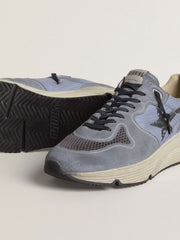 Men's Running Sole in light blue nylon and nubuck with black star