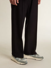 Men's Running Sole in light blue nylon with black star and green leather heel tab