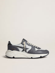 Men’s Running Sole in gray nylon and black nappa leather with a black suede star