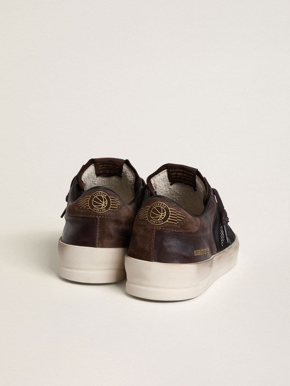 Men's Stardan in brown suede and black mesh with white leather star and nappa leather inserts