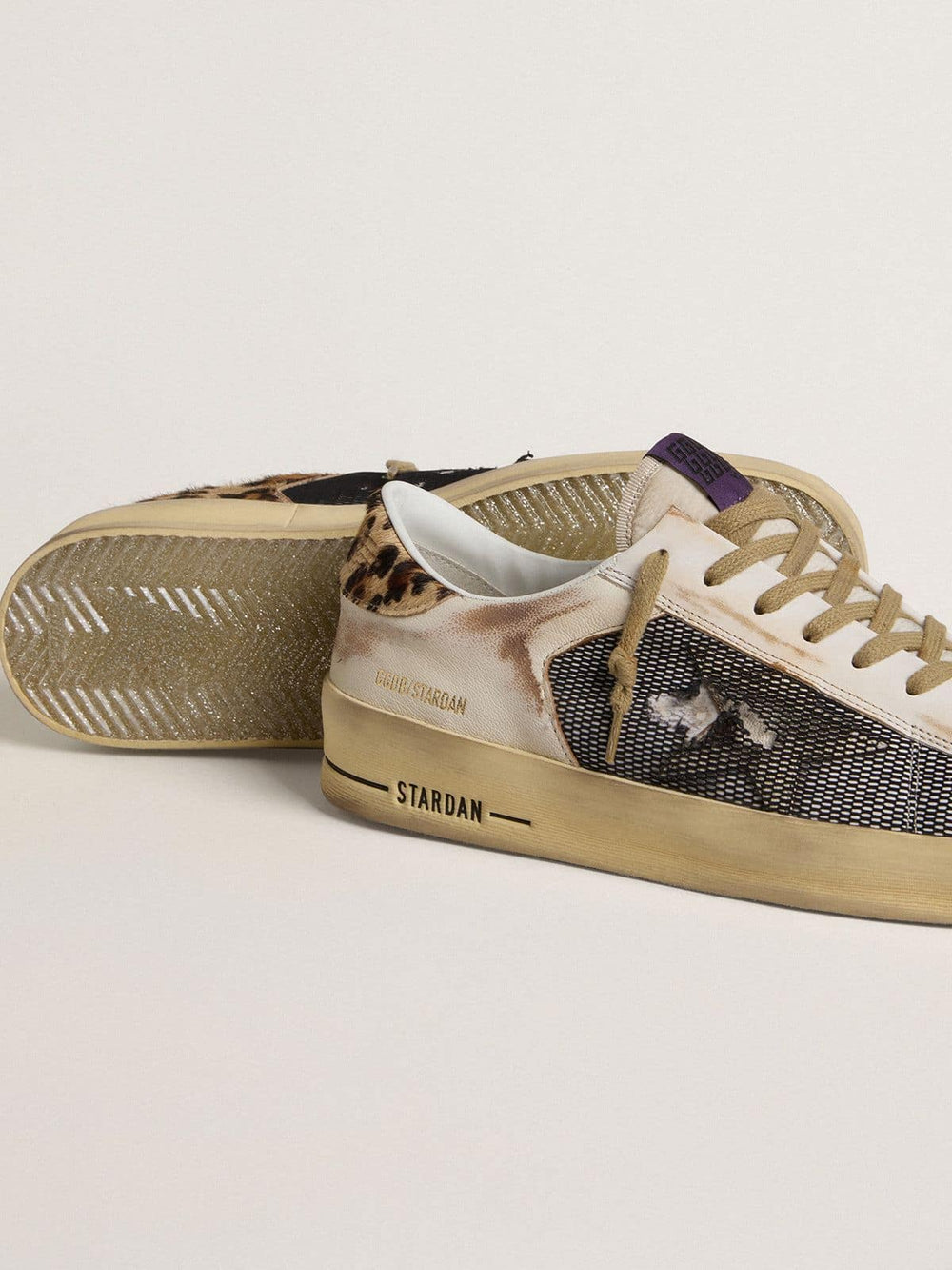 Men's Stardan in nappa and mesh with leopard-print pony skin heel tab
