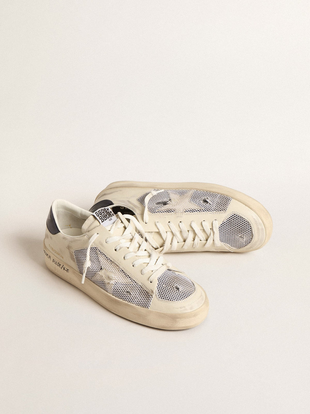 Stardan in white leather and mesh with white leather star