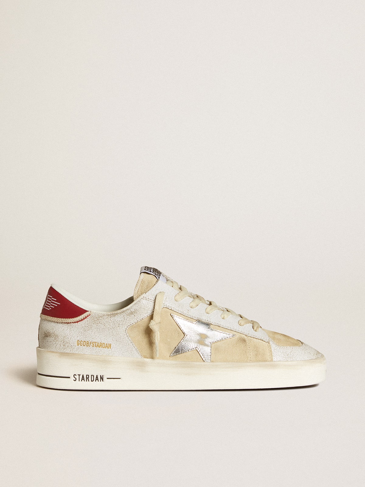 Men's Stardan in nubuck and crackle leather with silver metallic leather star
