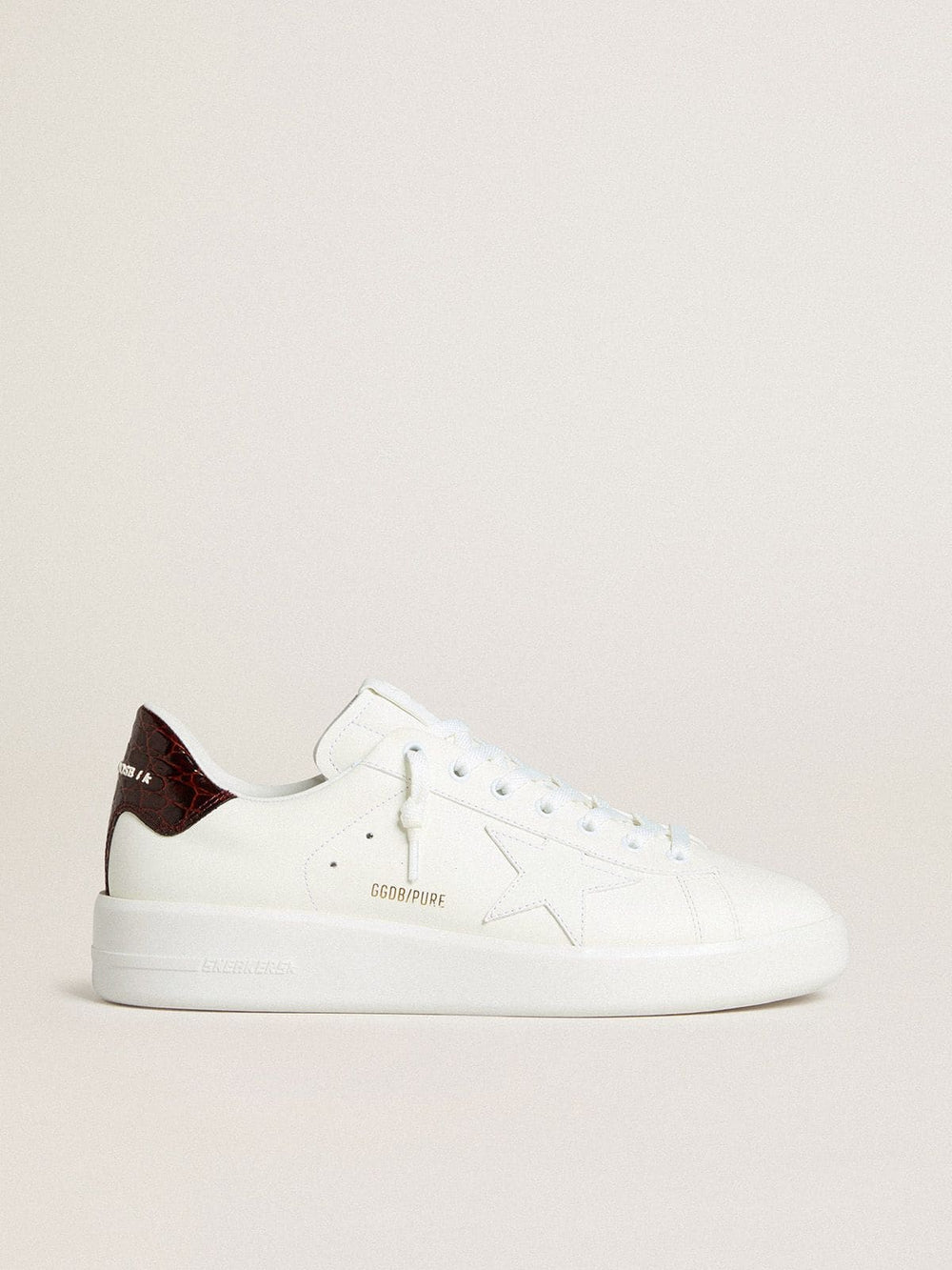 Men’s Purestar with white leather star and burgundy croc-print leather heel tab