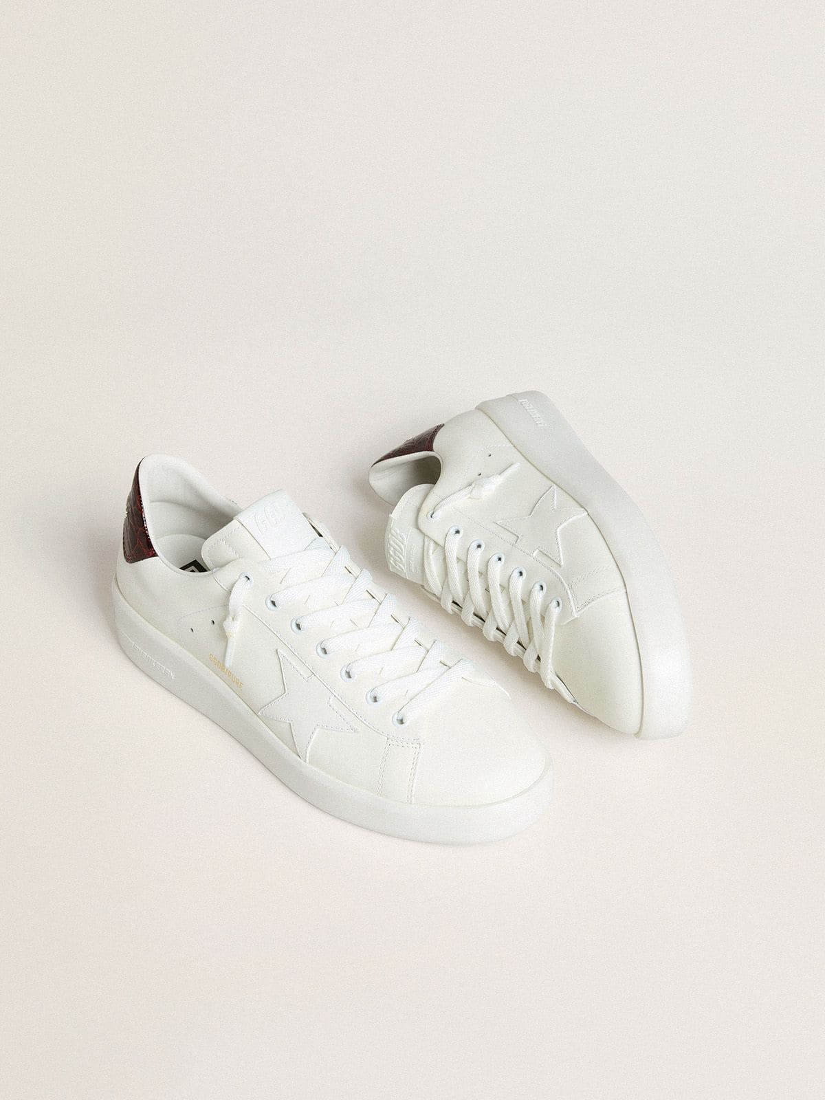 Men’s Purestar with white leather star and burgundy croc-print leather heel tab
