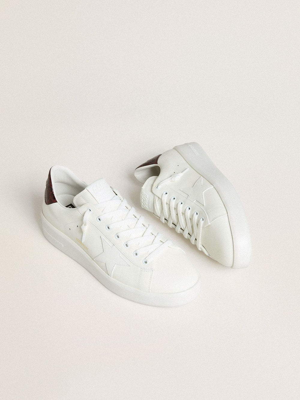 Men’s Purestar with white leather star and burgundy croc-print leather heel tab