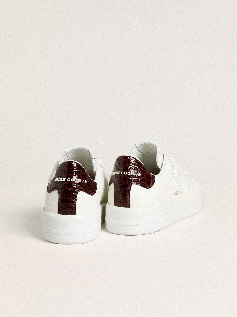 Men’s Purestar with white leather star and burgundy croc-print leather heel tab