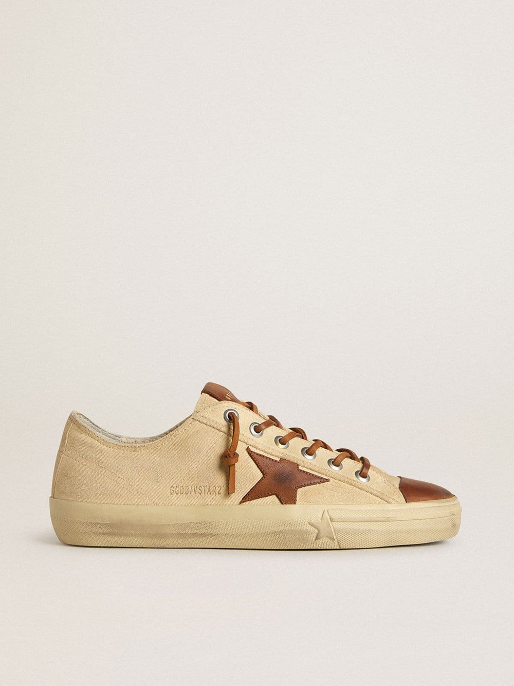 Men's V-Star in cream canvas with tobacco leather star