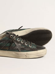 Men's V-Star in black and green striped canvas with black leather star and toe