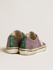 Men’s V-Star LAB in lilac leather and glitter with white star and silver glitter tongue