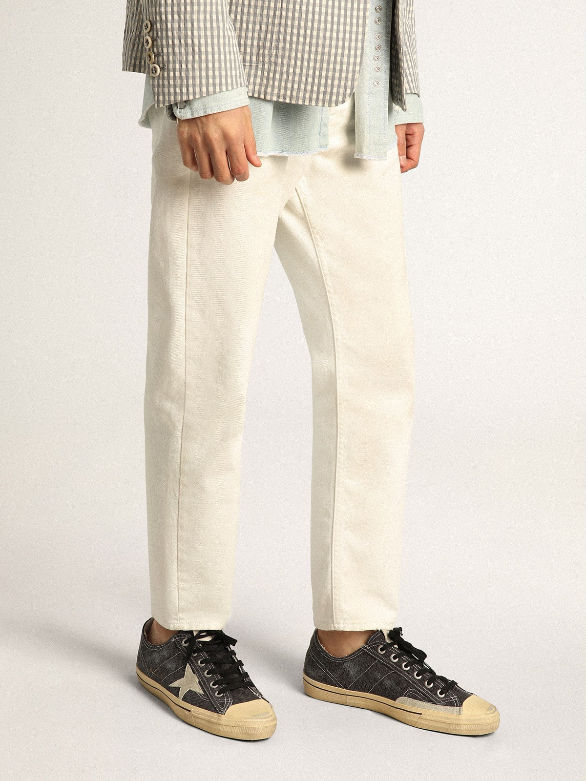 Men's V-Star in black canvas with ice-gray star and heel