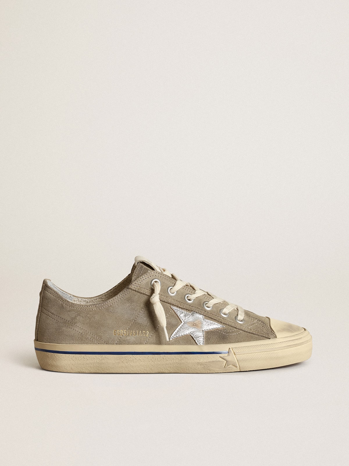 Men's V-Star in dove-gray suede with silver metallic leather star