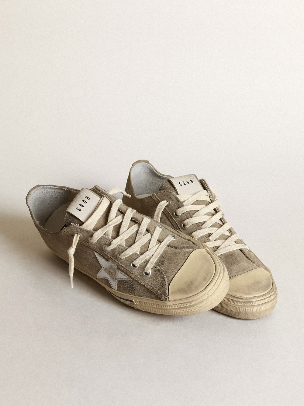 Men's V-Star in dove-gray suede with silver metallic leather star