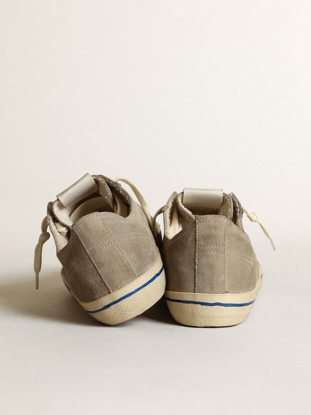 Men's V-Star in dove-gray suede with silver metallic leather star