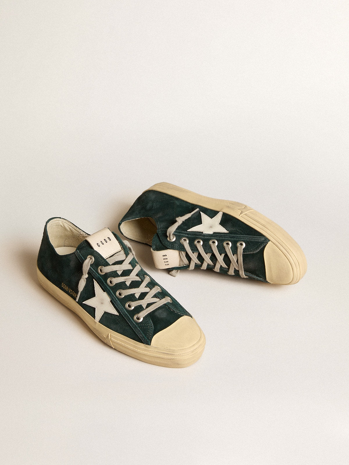 Men's V-Star in forest-green suede with white leather star