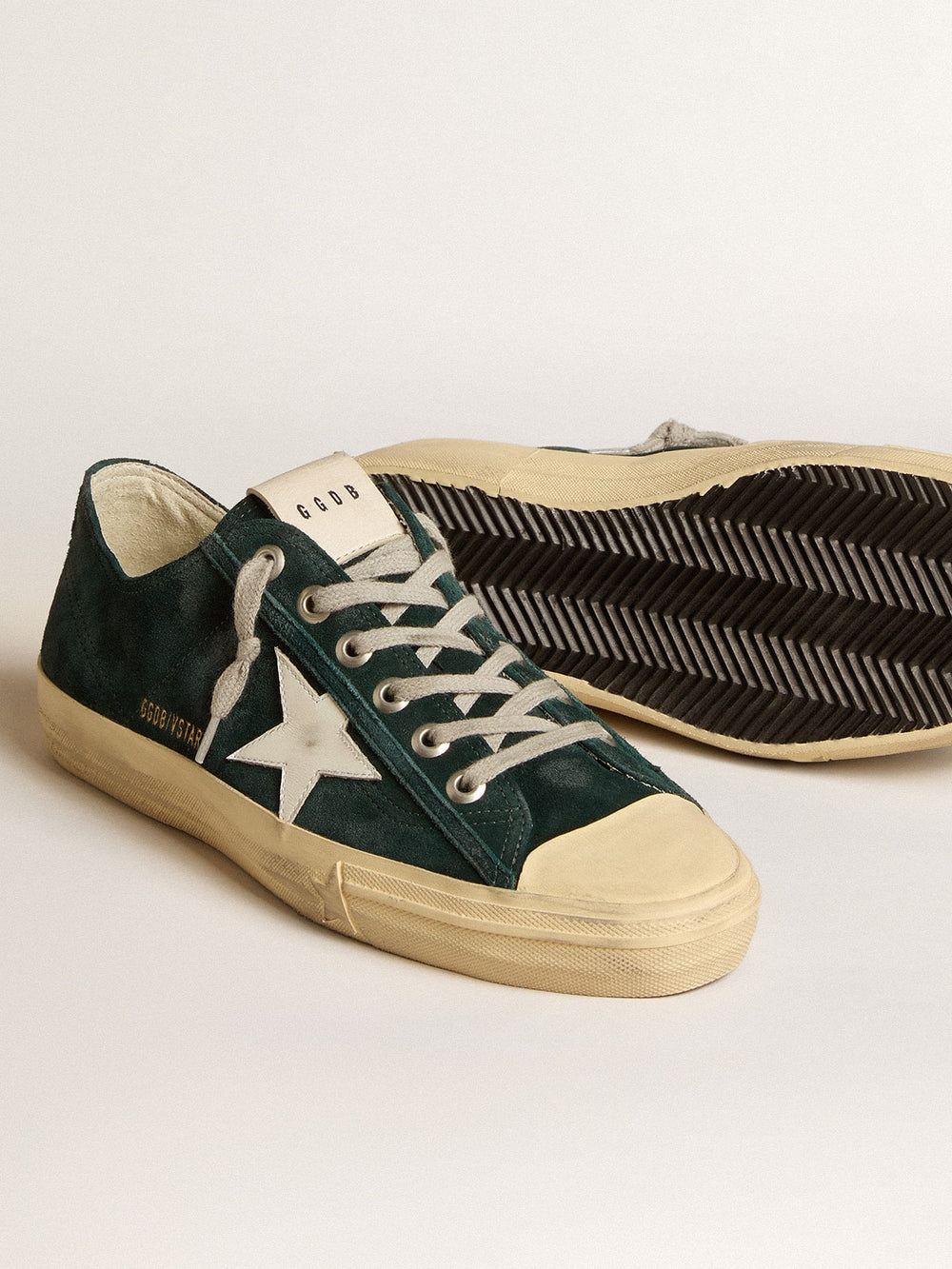 Men's V-Star in forest-green suede with white leather star