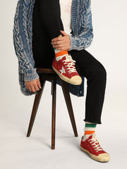 Men's V-Star in dark red suede with silver star and heel tab