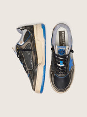 Men's Forty2 in black foam rubber and leather with TPU star and black leather heel tab