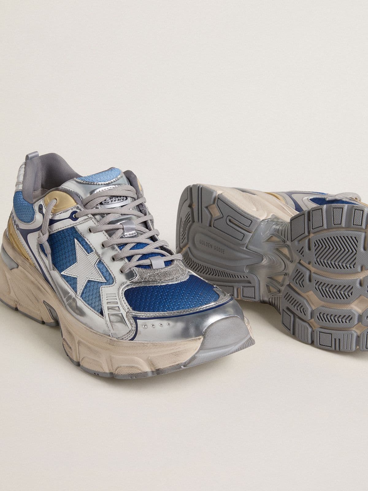 Men's Lightstar in light blue mesh with white TPU star and silver bio-based inserts