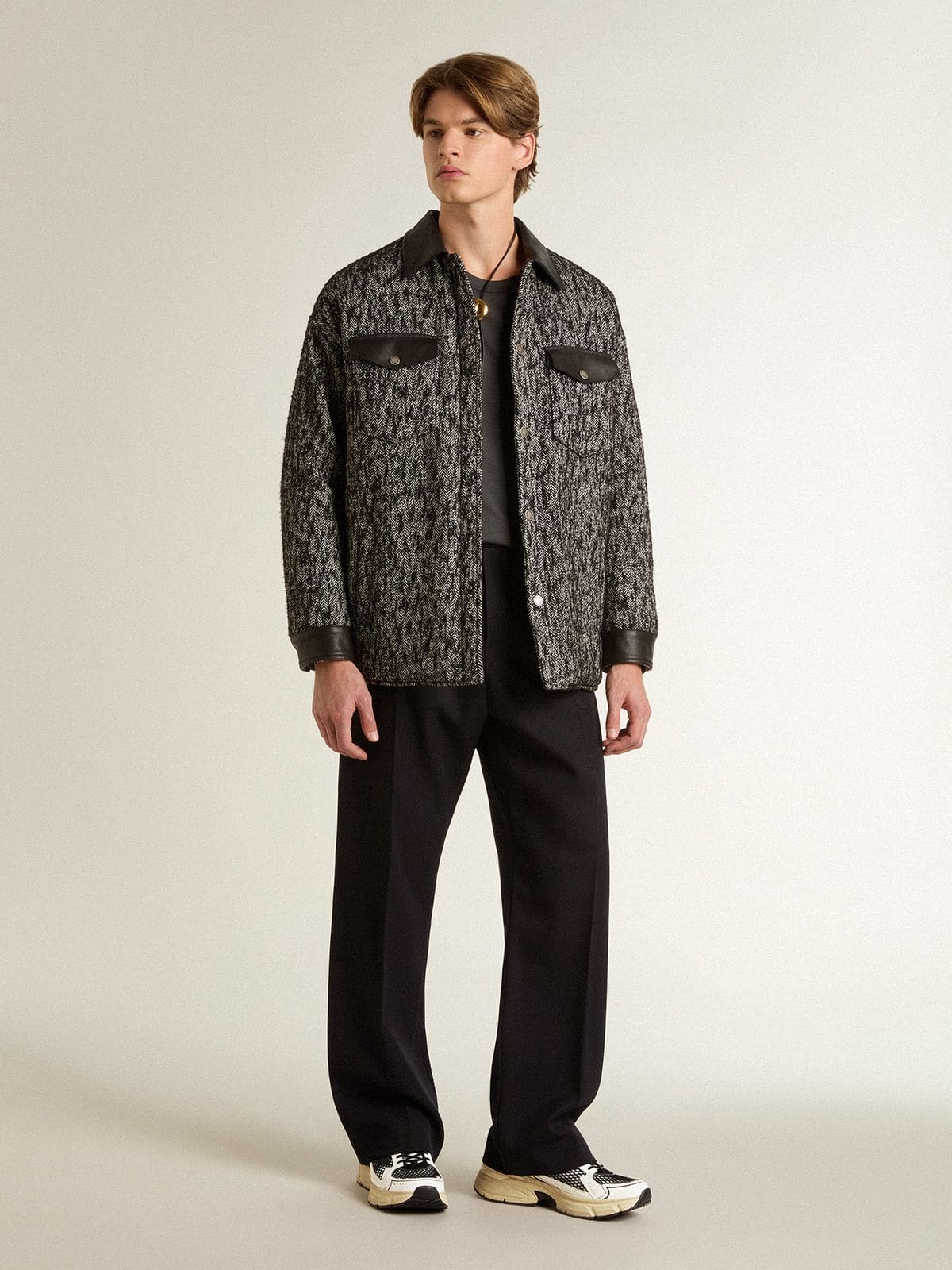 Men’s Lightstar in white leather and black mesh with black TPU star