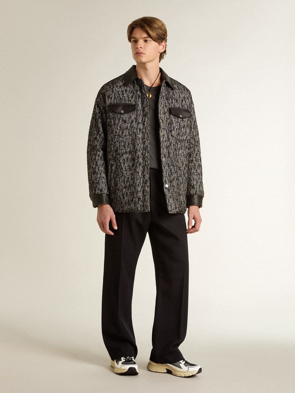 Men’s Lightstar in white leather and black mesh with black TPU star