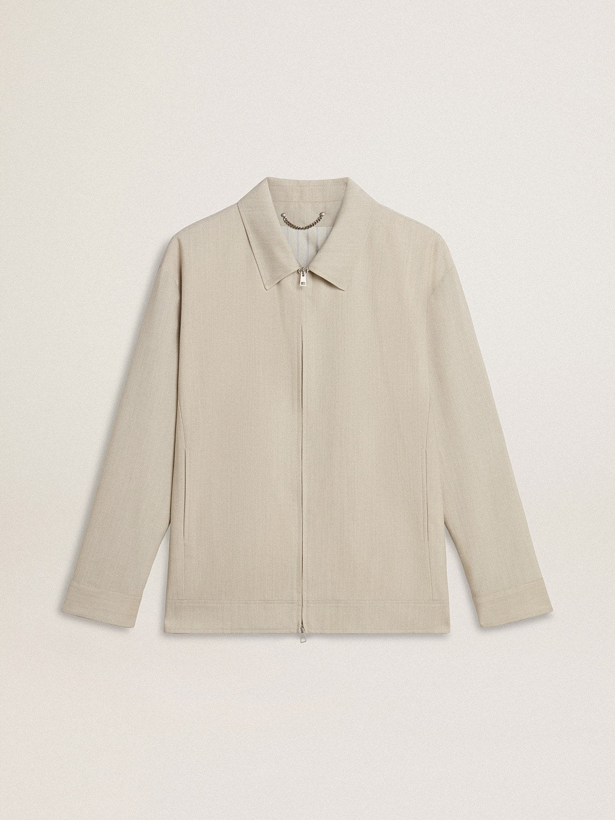 Men's khaki wool blend coach jacket