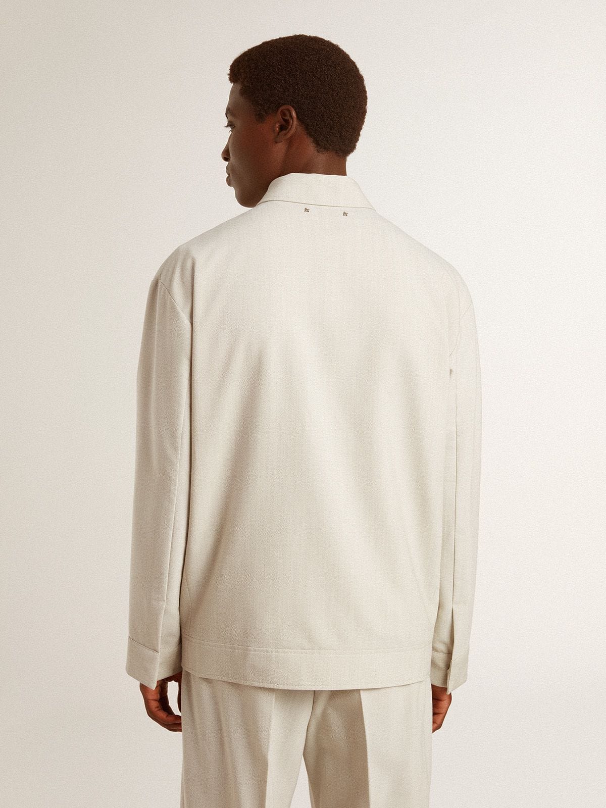 Men's khaki wool blend coach jacket