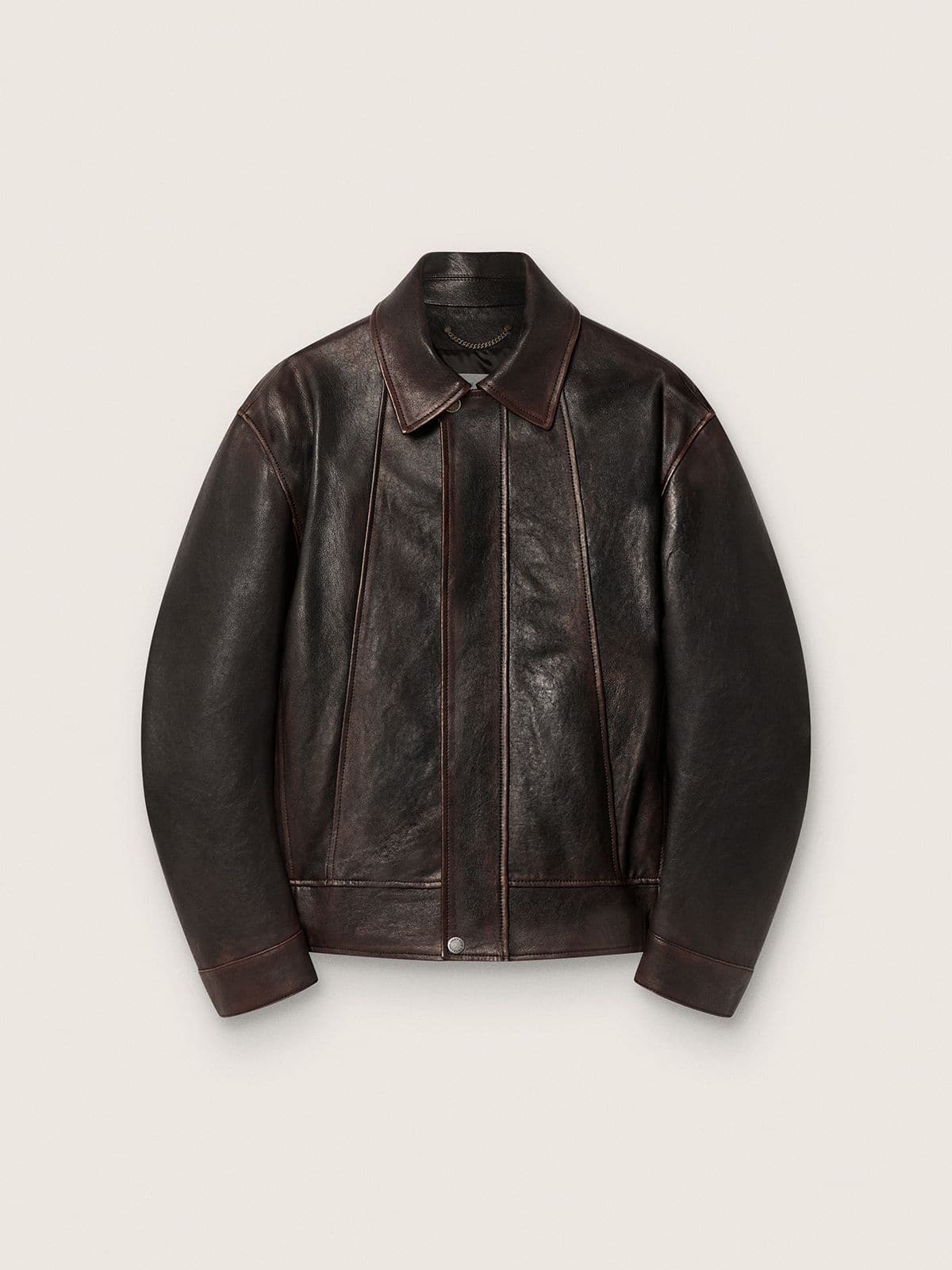 Men’s bomber jacket in burgundy nappa leather
