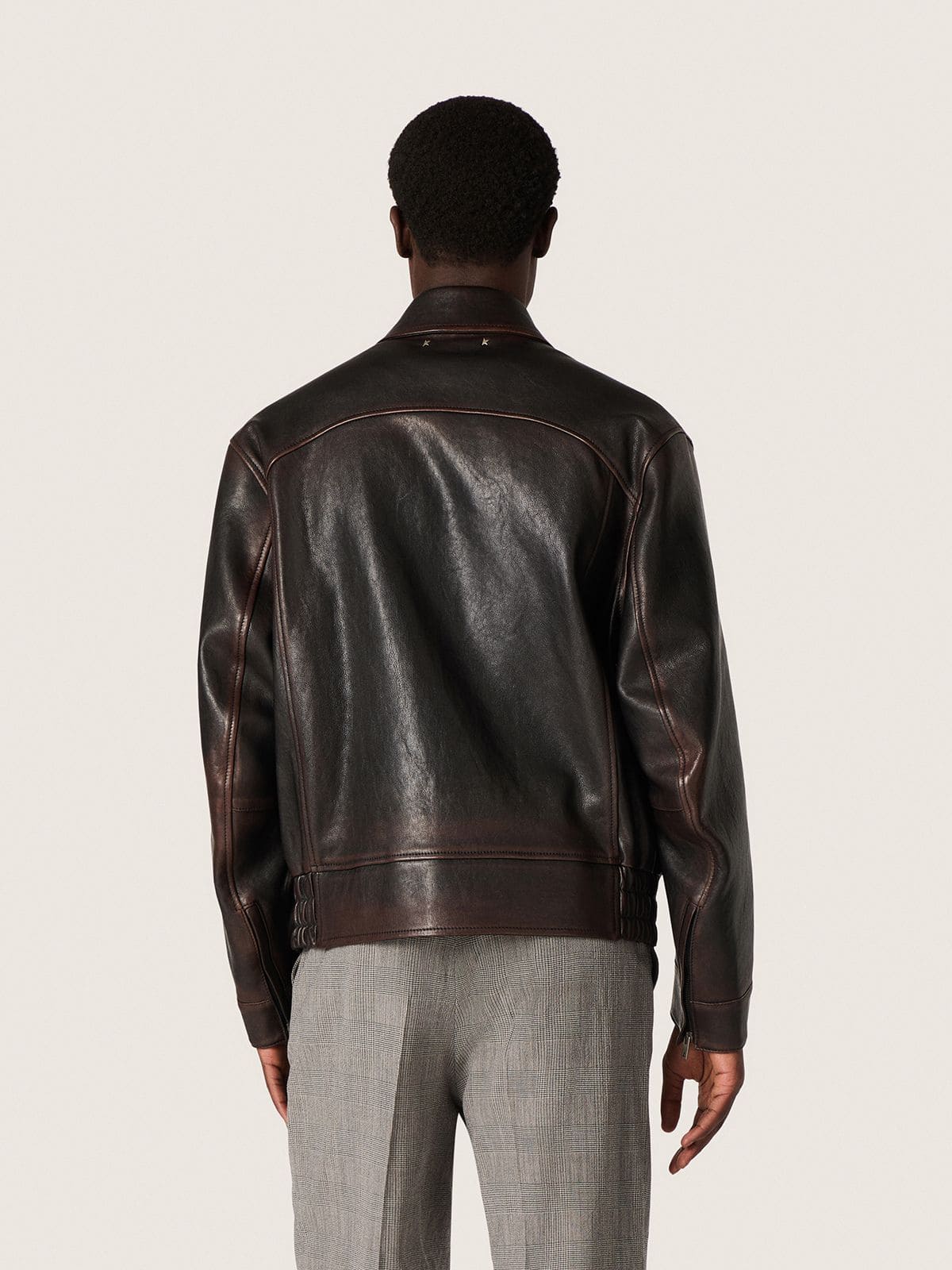 Men’s bomber jacket in burgundy nappa leather
